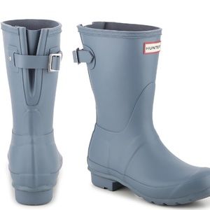 Hunter Short Dusty Blue Wellies Rain Boots